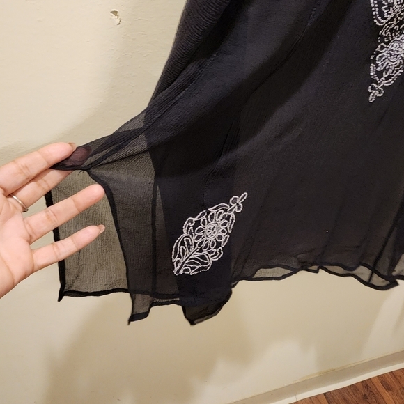 Glam Black 100% Silk Light Weight tunic blouse size 38 - Picture 11 of 15